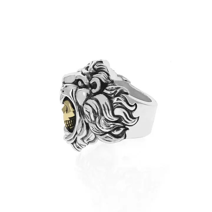 Lion Ring w/ Gold Alloy Skull