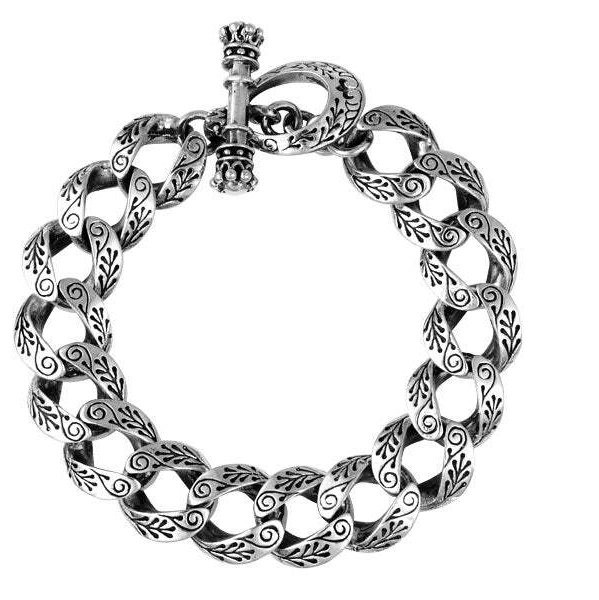 Closeup photo of Small Day of the Dead Carved Link Bracelet