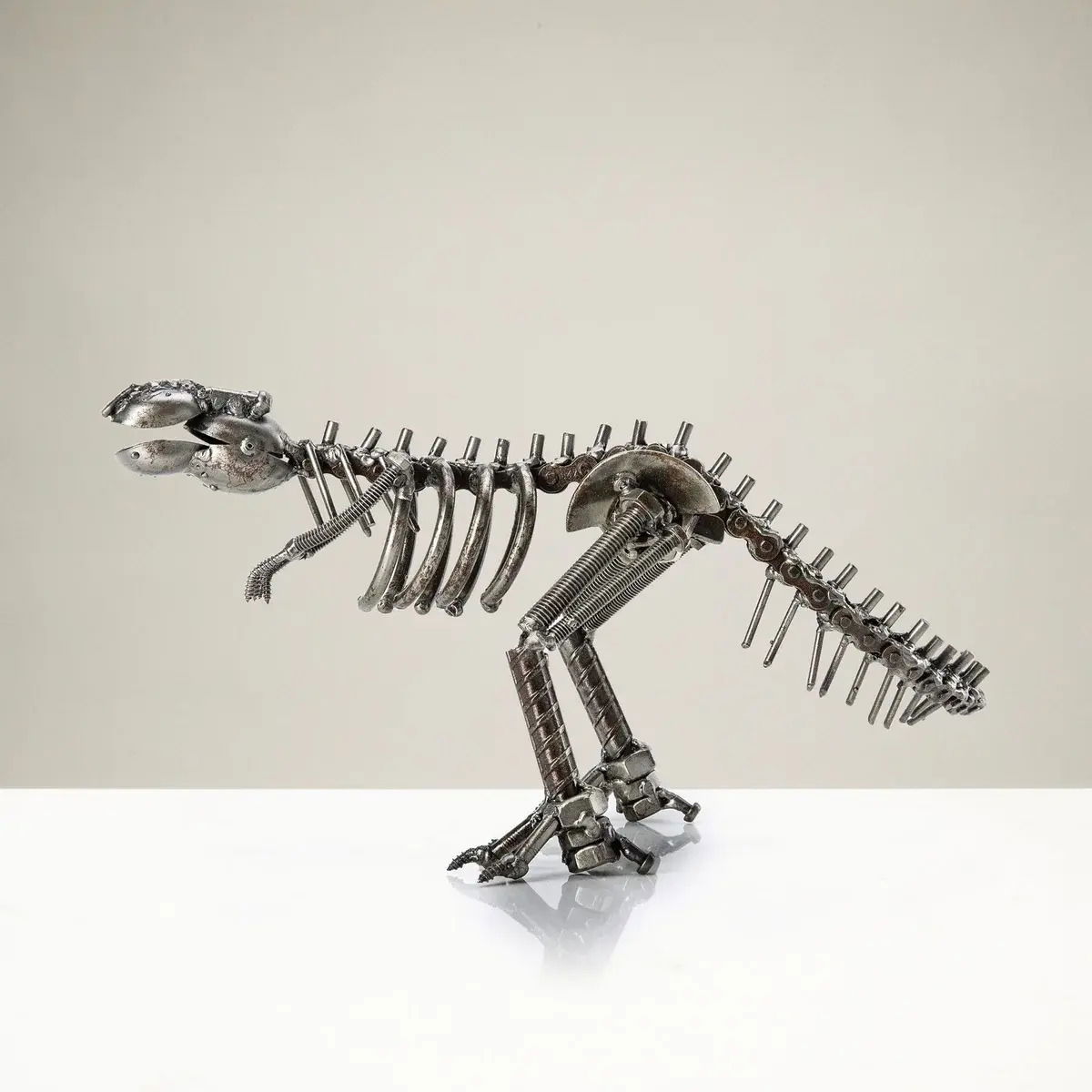 T-Rex Inspired Recycled Metal Sculpture