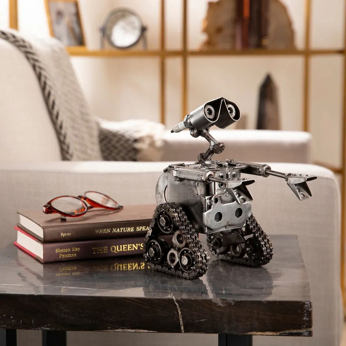 Wall-E Inspired Recycled Metal Sculpture