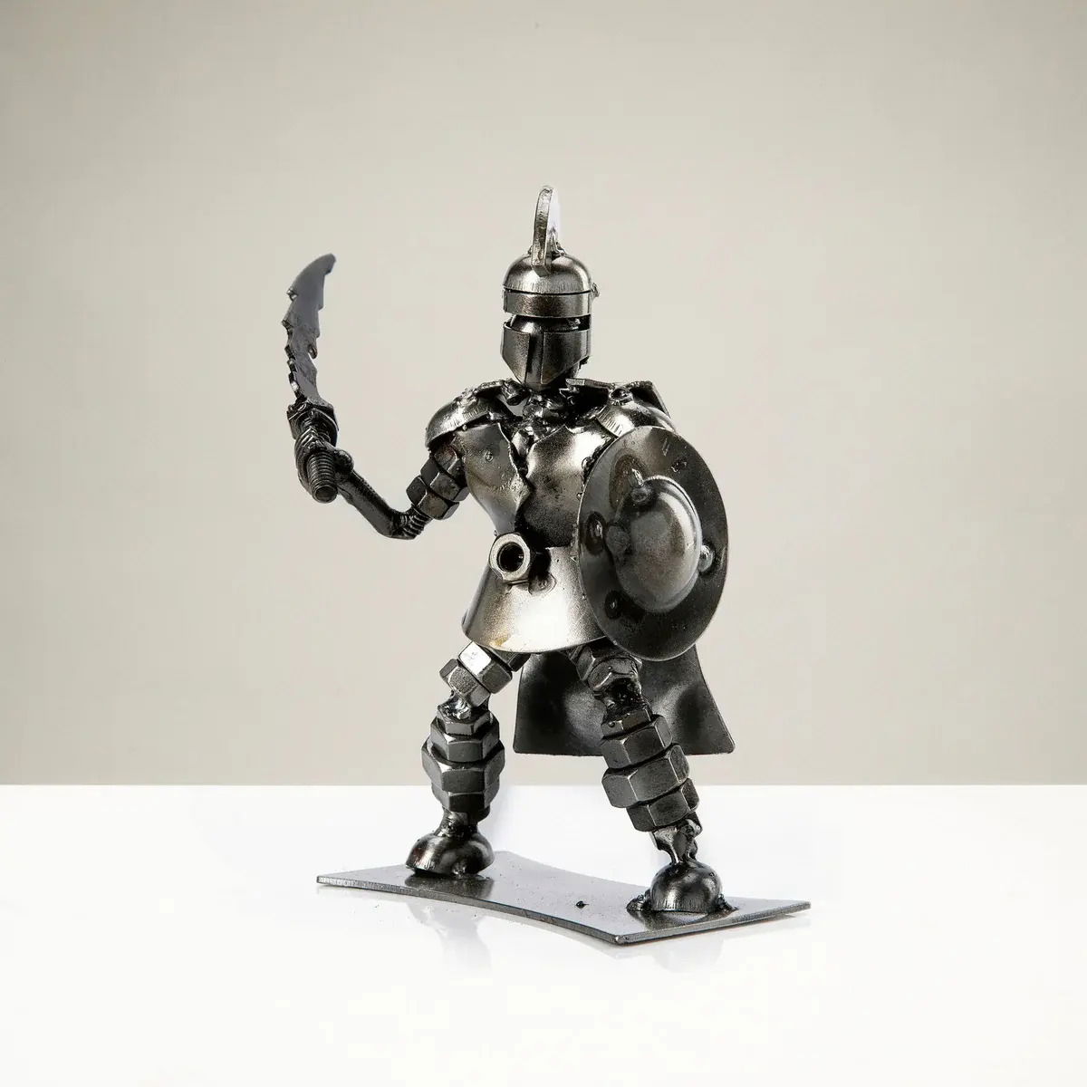 Spartan with Shield and Sword Inspired Recycled Metal Sculpture