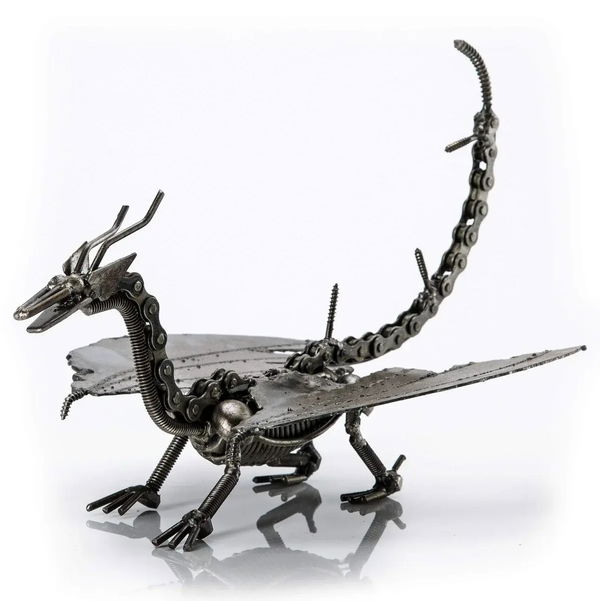 Closeup photo of Chinese Dragon Inspired Recycled Metal Sculpture