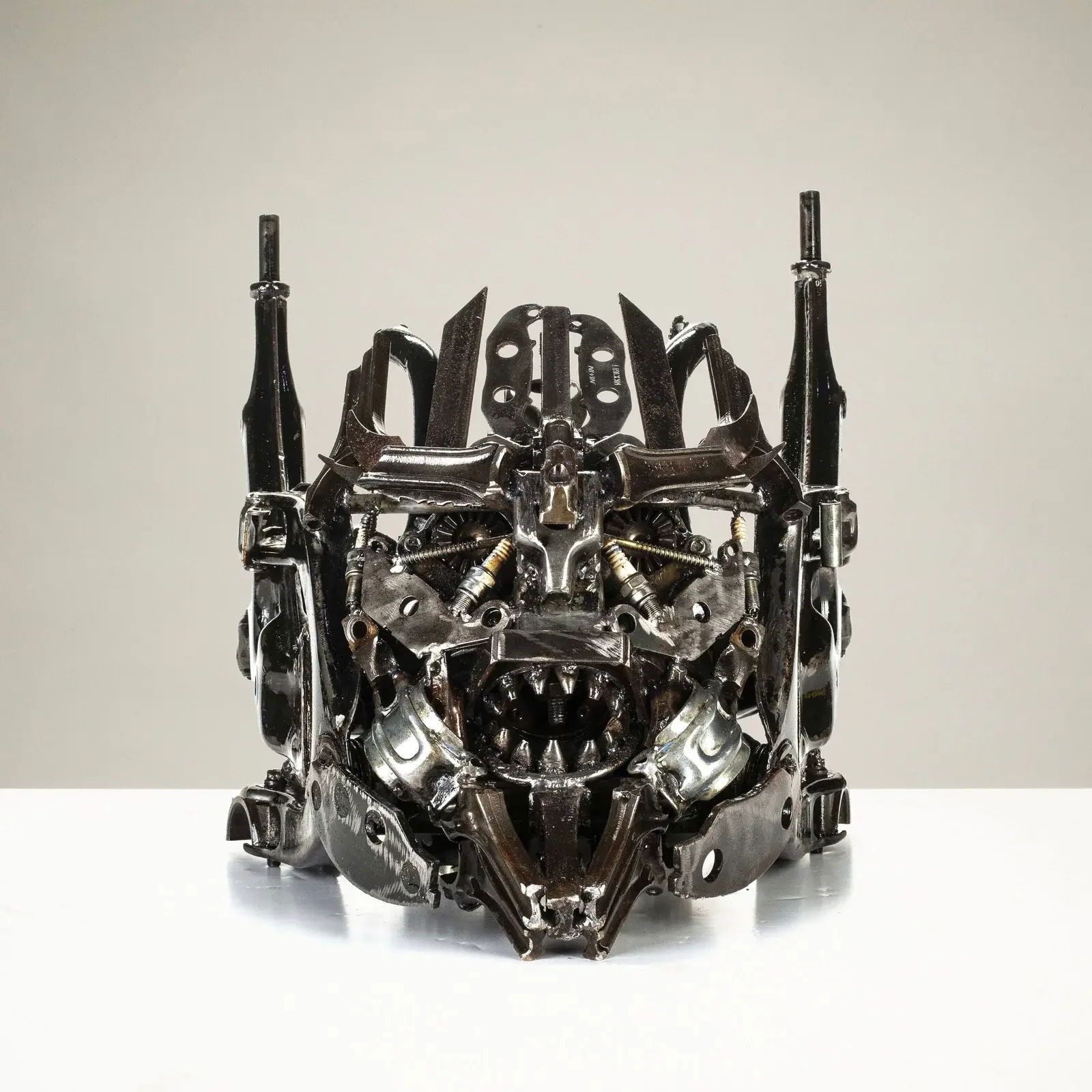Megatron Head Inspired Recycled Metal Art Sculpture
