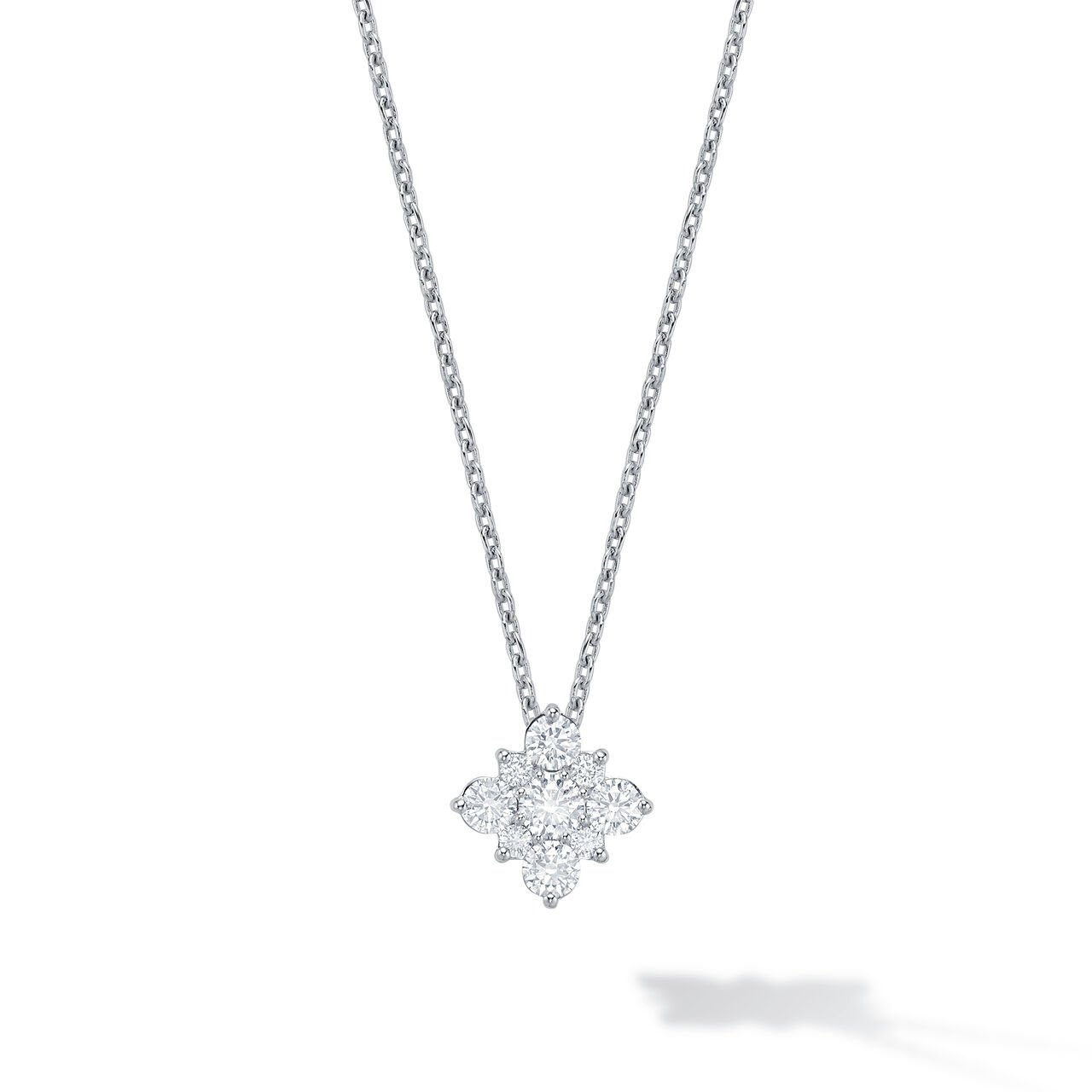 14K White Gold Sapphire and Diamond Snowflake Pendant Necklace | JR Jewelers