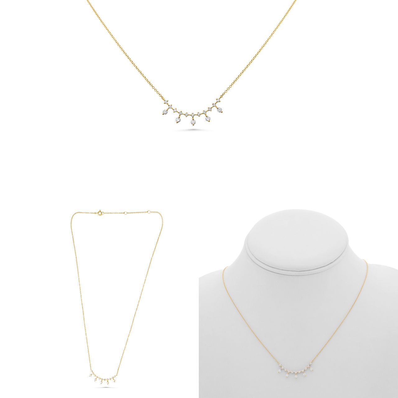 14ky .4ct Diamond Curved Necklace