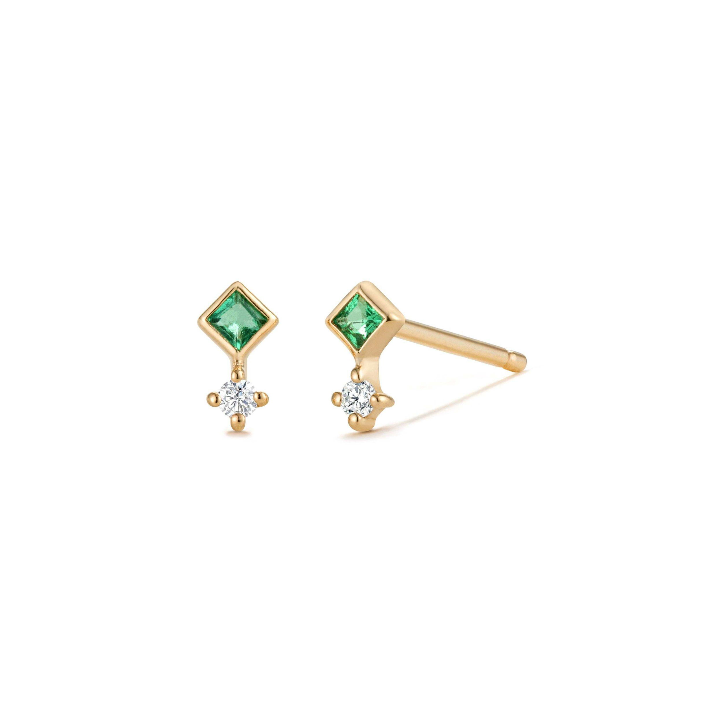 EMMIE | Emerald and Diamond Studs