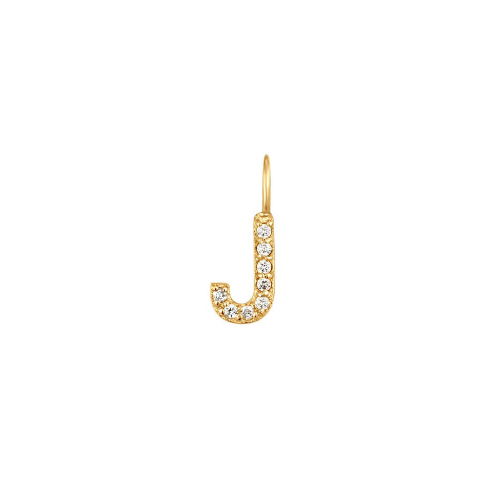 The Diamond Initial Charm, will add a touch of sparkle to your look. Each design is dainty, modern and playful. You’ll have so much fun personalizing, styling, stacking and showing off each piece.Material: 14K Solid GoldLetter Dimension: 6.5mm*3.9mmRing Diameter: 4mm*2.6mmStone Type: DiamondTotal Carat Weight: 0.04ct J | Diamond Initial Charm