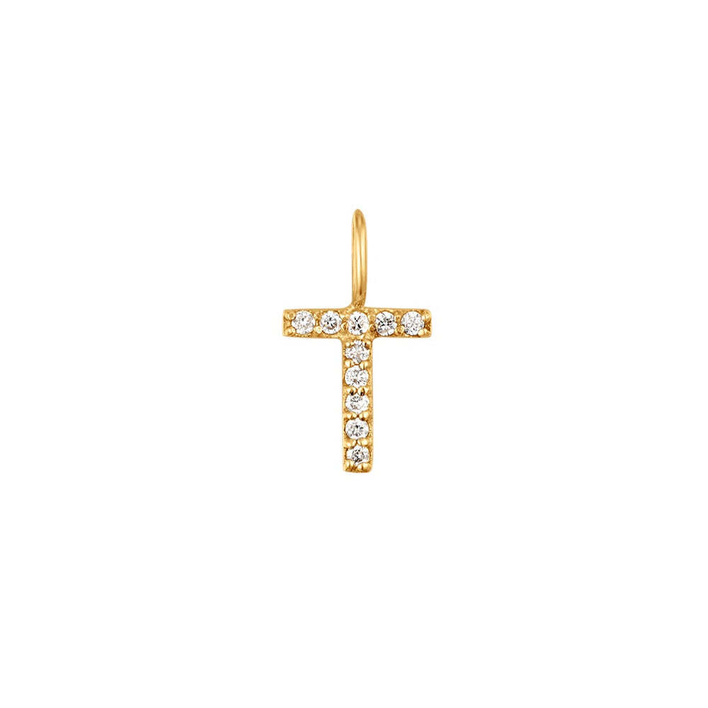 The Diamond Initial Charm, will add a touch of sparkle to your look. Each design is dainty, modern and playful. You’ll have so much fun personalizing, styling, stacking and showing off each piece.Material: 14K Solid GoldLetter Dimension: 6.2mm*5.6mmRing Diameter: 4mm*2.6mmStone Type: DiamondTotal Carat Weight: 0.05ct T | Diamond Initial Charm