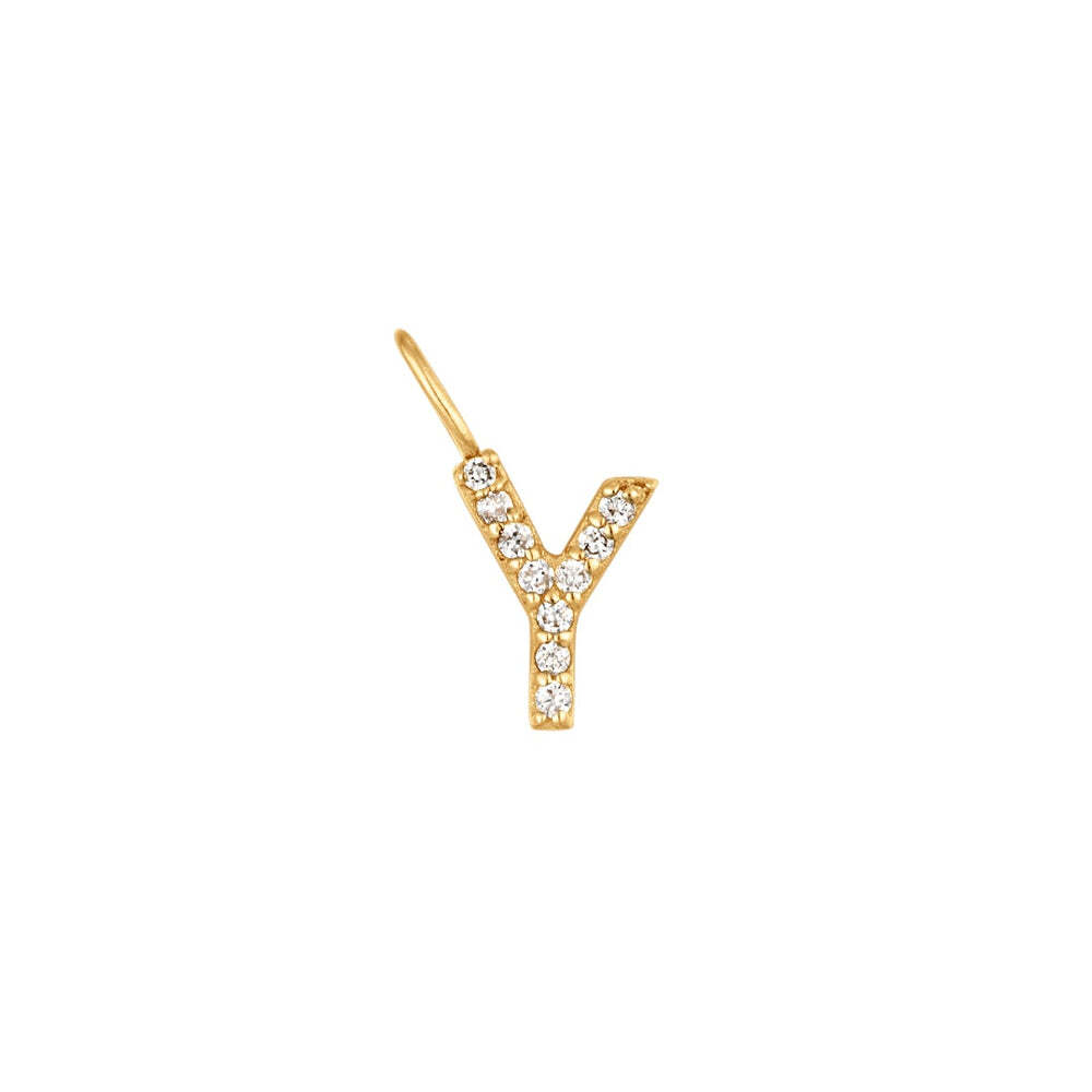The Diamond Initial Charm, will add a touch of sparkle to your look. Each design is dainty, modern and playful. You’ll have so much fun personalizing, styling, stacking and showing off each piece.Material: 14K Solid GoldLetter Dimension: mm*mmRing Diameter: 6.5mm*5mmStone Type: DiamondTotal Carat Weight: 0.045ct Y | Diamond Initial Charm