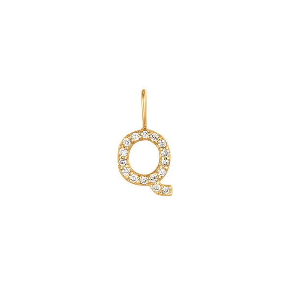 Closeup photo of Q | Diamond Initial Charm