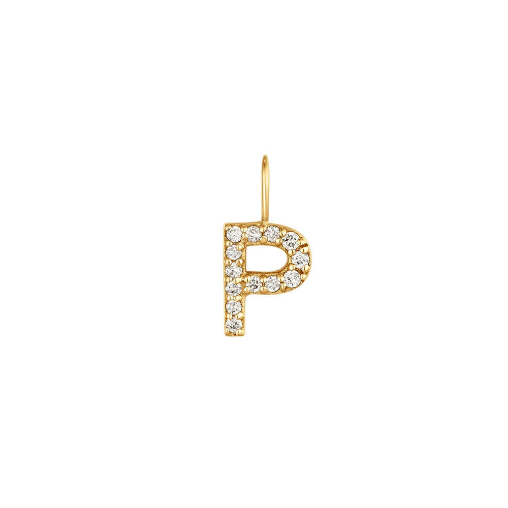 The Diamond Initial Charm, will add a touch of sparkle to your look. Each design is dainty, modern and playful. You’ll have so Material: 14K Solid GoldLetter Dimension: 6.4mm*4.9mmRing Diameter: 4mm*2.6mmStone Type: DiamondTotal Carat Weight: 0.068ct P | Diamond Initial Charm