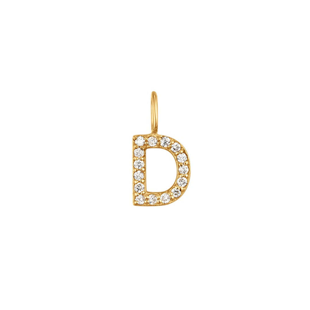 The Diamond Initial Charm, will add a touch of sparkle to your look. Each design is dainty, modern and playful. You’ll have so much fun personalizing, styling, stacking and showing off each piece.Material: 14K Solid GoldLetter Dimension: 6.2mm*5mmRing Diameter: 4mm*2.6mmStone Type: DiamondTotal Carat Weight: 0.075ct D | Diamond Initial Charm
