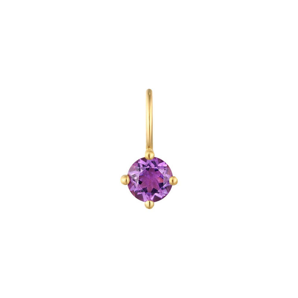 Personalize and add a little magic to your style with our delicate and dainty gemstone birthstone charms. Stack them together for a layered look or wear individually, for a touch of subtle elegance. Each piece will tell a story about your life.Material: 14K Solid GoldStone Size: 2.5mmRing Diameter: 4mm*2.6mmStone Type: Amethyst FEBRUARY | Amethyst Necklace Charm