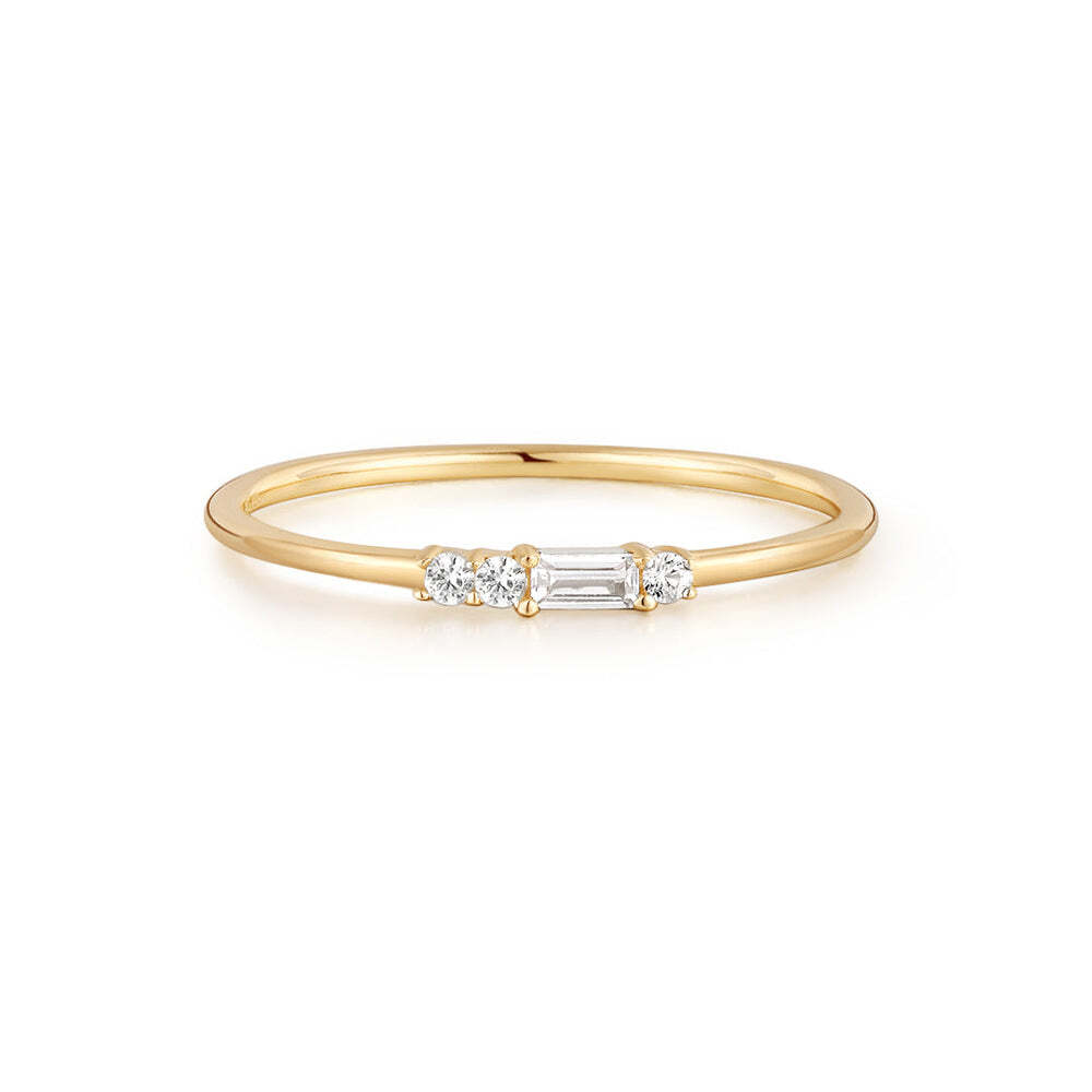 SELENA | Baguette And Round White Sapphire Ring