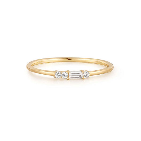 Closeup photo of SELENA | Baguette And Round White Sapphire Ring
