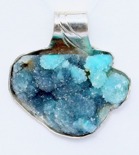 Handmade Chrysocolla Druzy Sterling Silver Pendant