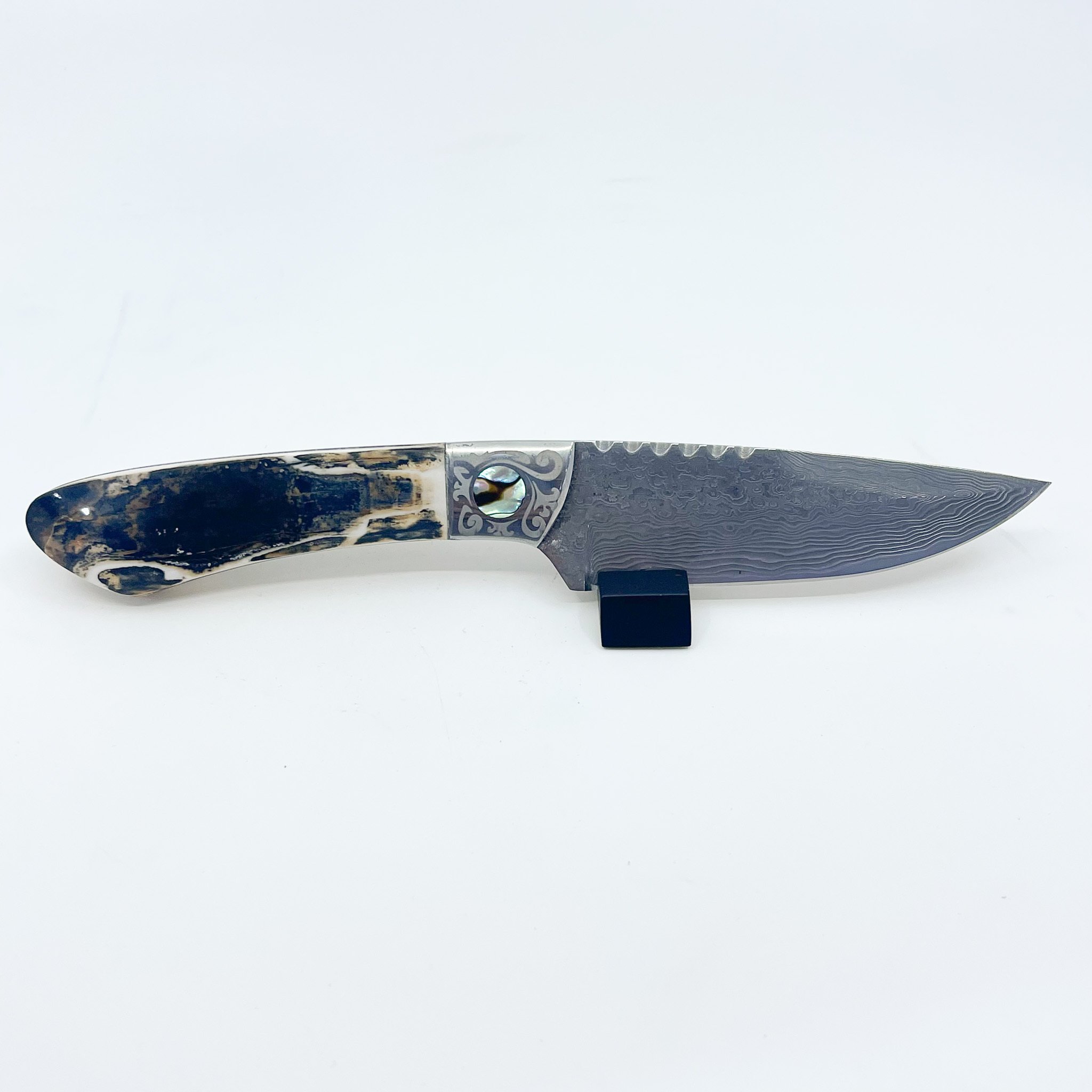 Walrus Tusk Handle Damascus Knife