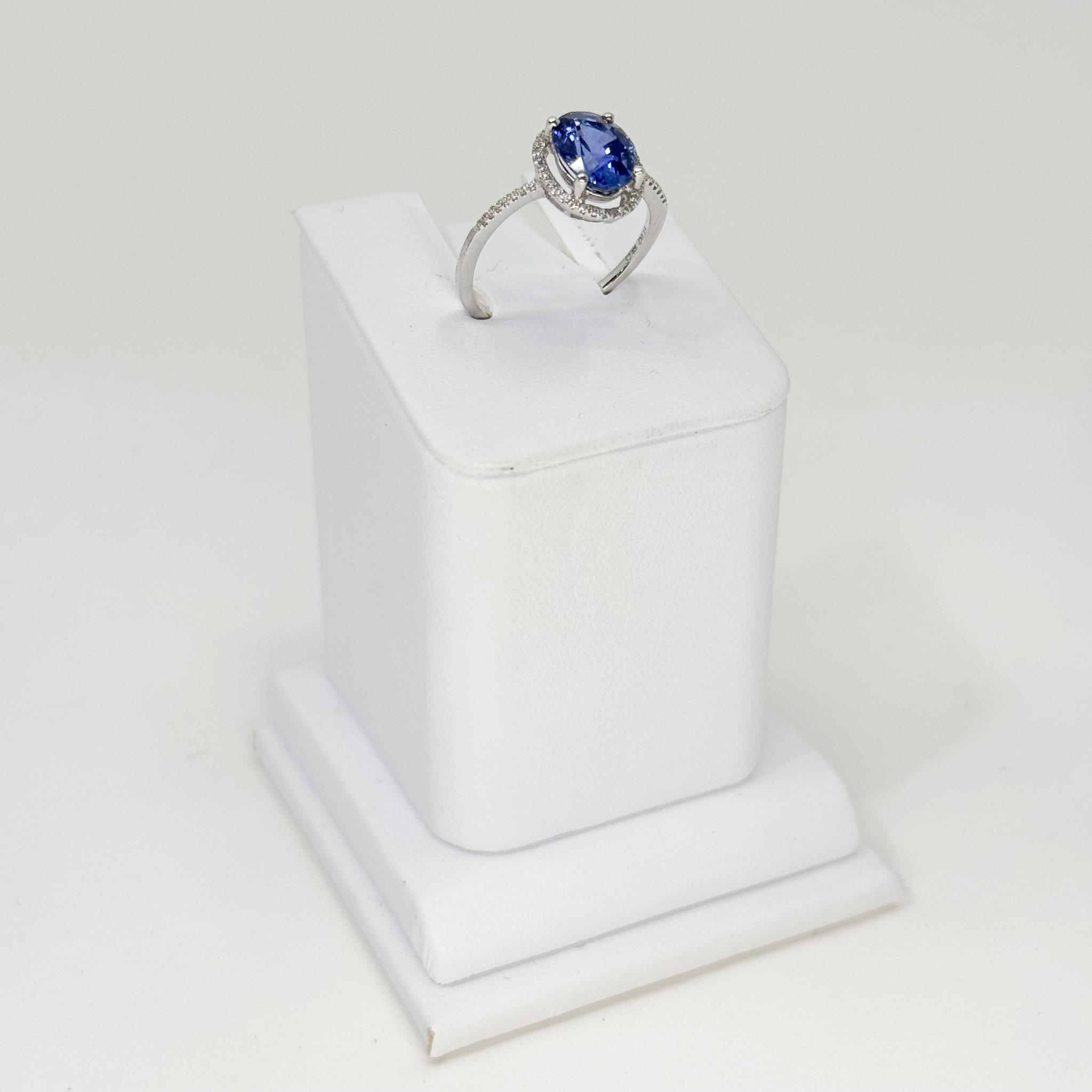 2.43ct Ceylon Sapphire and Diamond halo ring