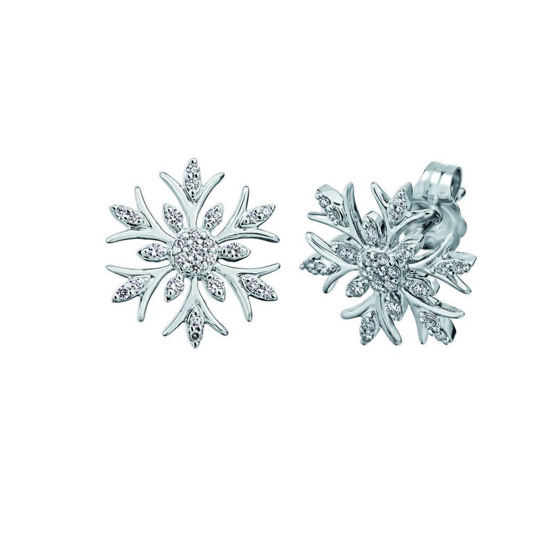 14K White Gold Snowflake Diamond .20 Post Earrings