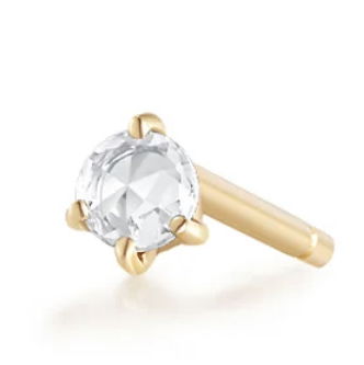Closeup photo of ROSALYN | Rose Cut White Sapphire Solitaire Stud Earring