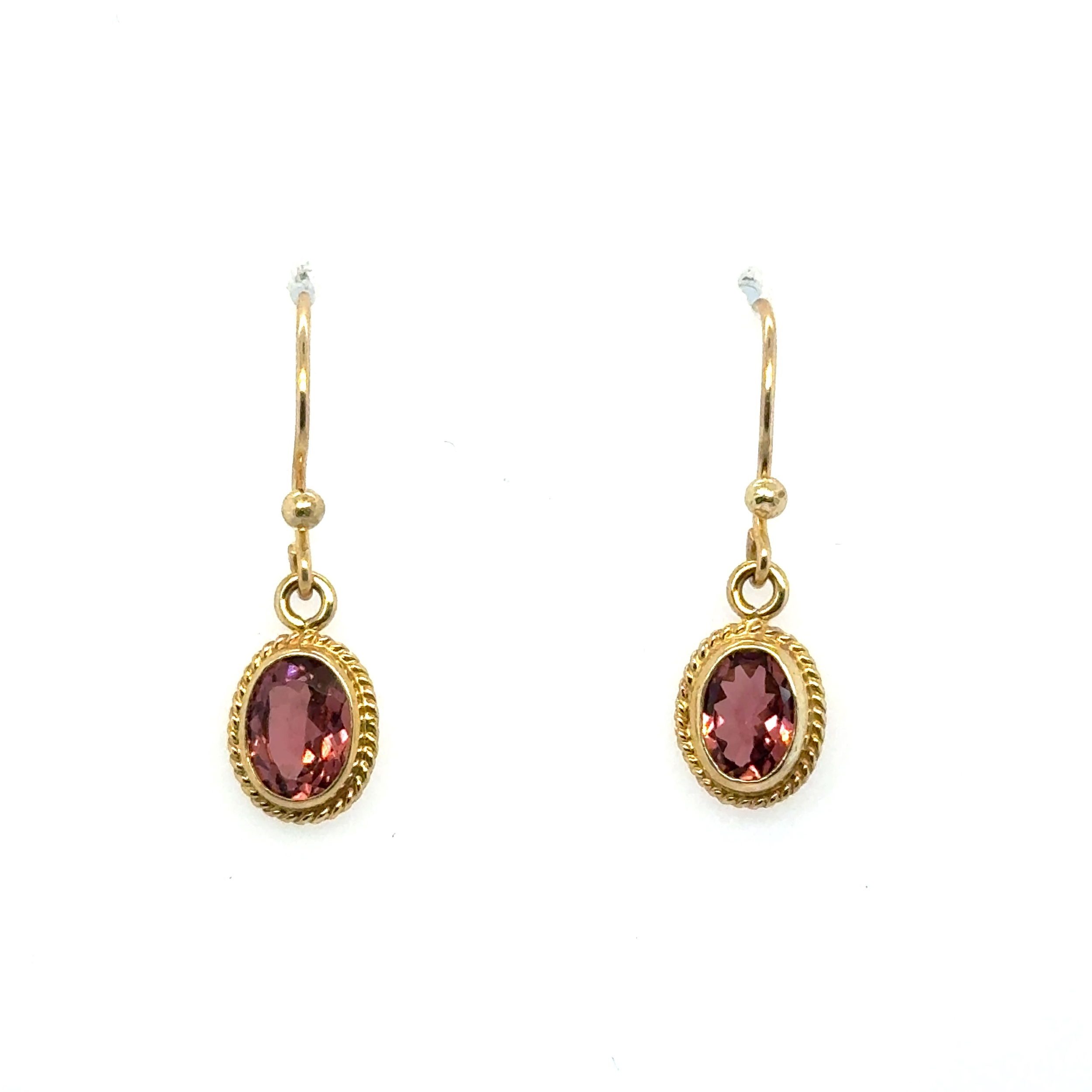 14k Yellow Gold 2.26ct Pink Tourmaline Earrings
