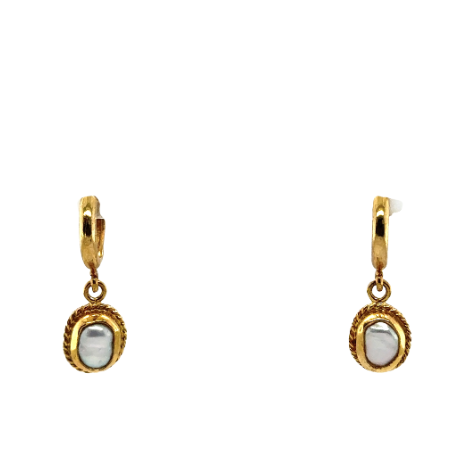 14k Yellow Gold Pearl Earrings