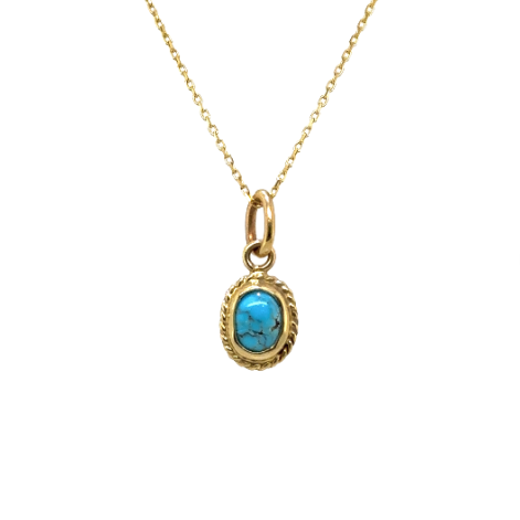 14k Yellow Gold Turquoise Necklace