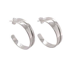 Closeup photo of Small Sterling Silver Post Hoop Earrings