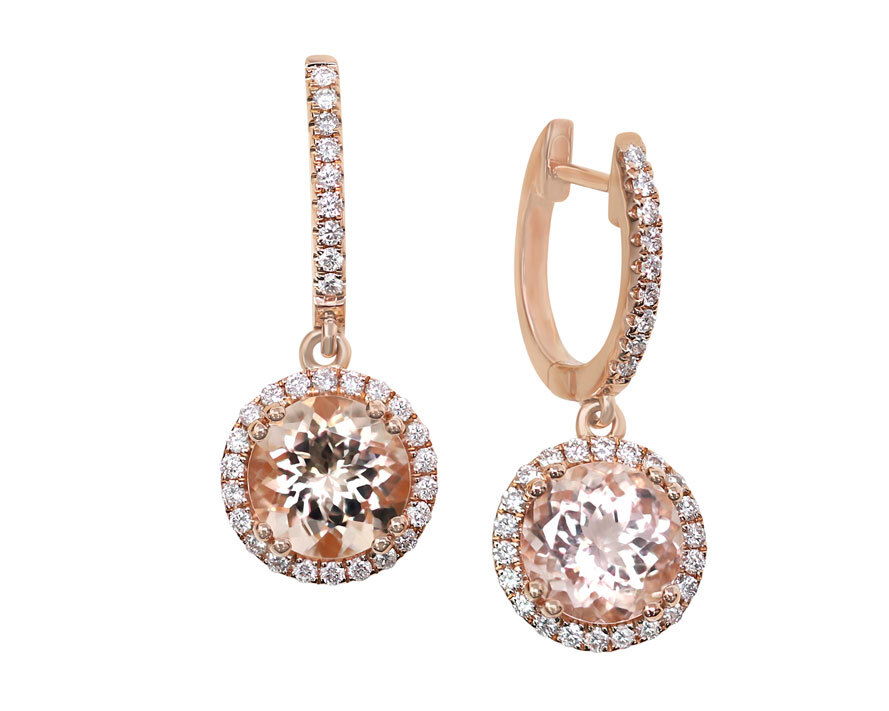 Morganite Round Drop Earrings