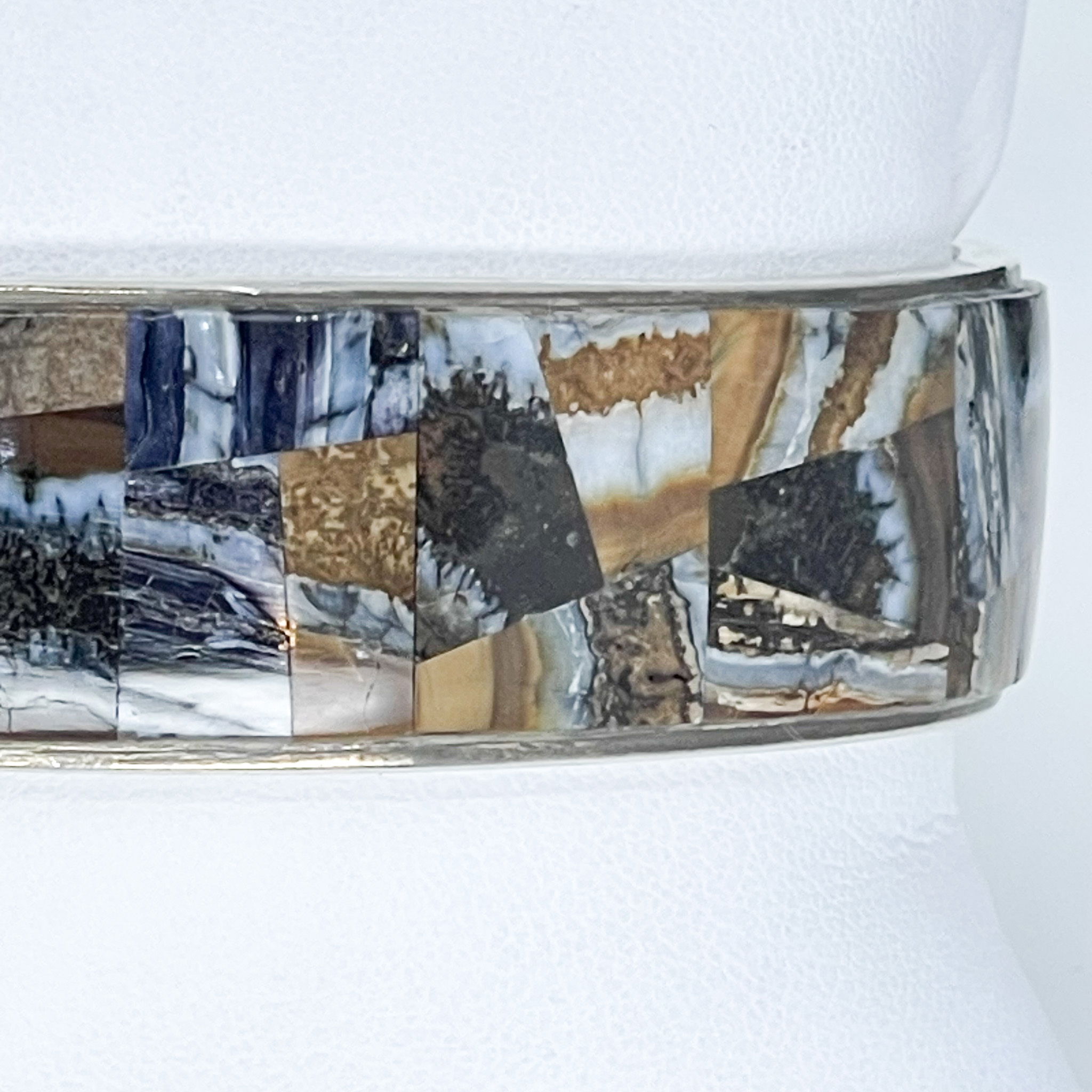 Sterling Silver GL Cuff Bracelet with Woolly Mammoth Teeth inlay