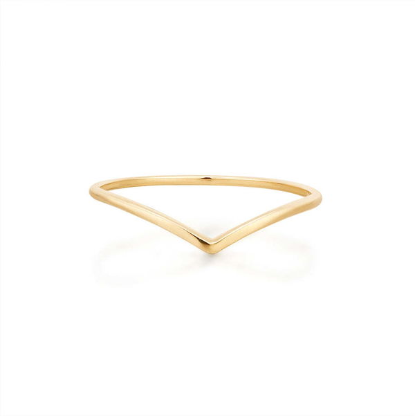 Closeup photo of VEE | Gold Wishbone Ring