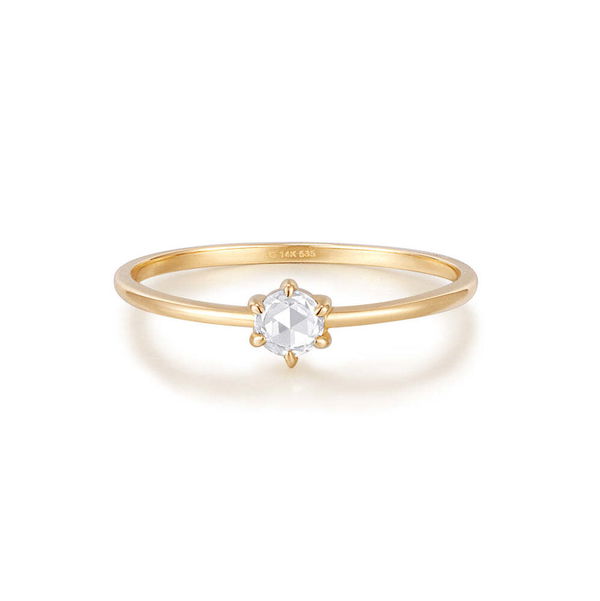 Closeup photo of MARILYN | Solitaire Rose Cut White Sapphire Ring