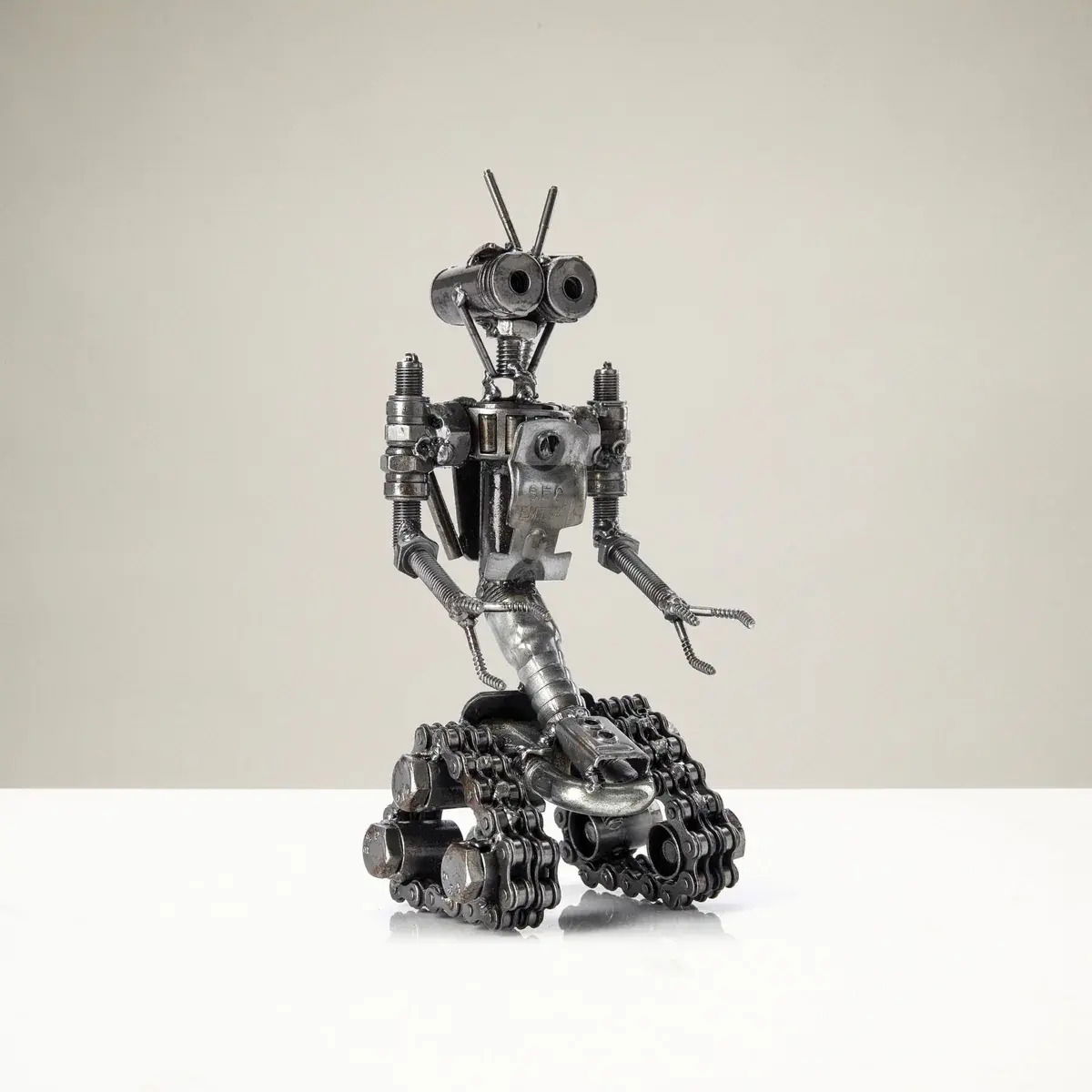 Johhny-5 Inspired Recycled Metal Sculpture