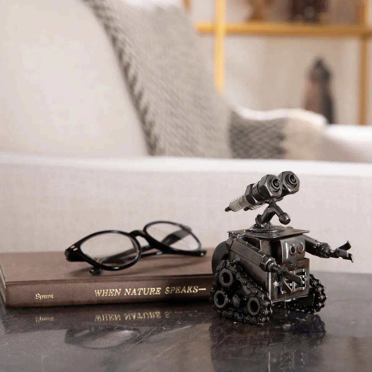 4" Wall-E Inspired Recycled Metal Sculpture