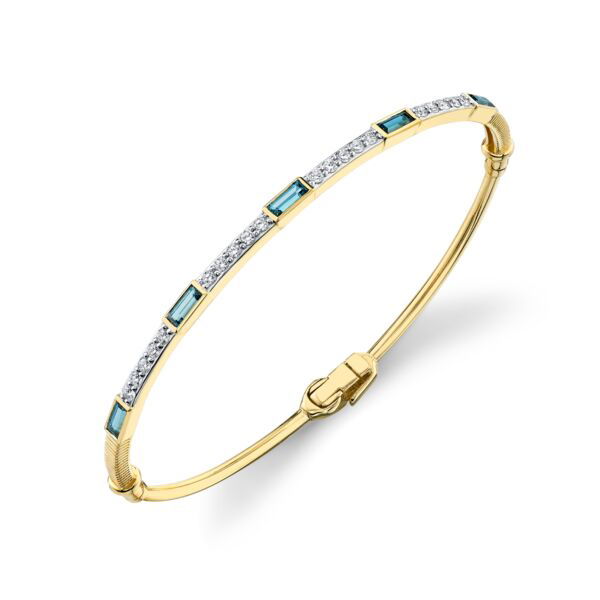 Another shot of SLOANE STREET LONDON BLUE TOPAZ BAGUETTE BRACELET WITH WHITE DIAMOND