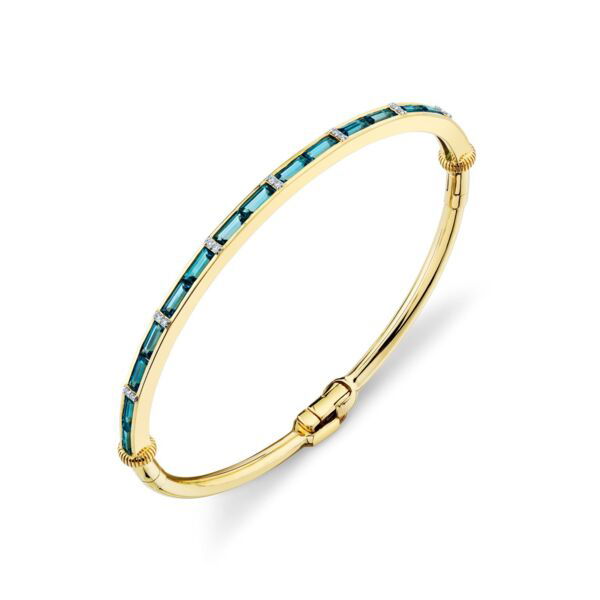 Another shot of SLOANE STREET OMBRE BLUE TOPAZ BAGUETTE BRACELET WITH WHITE DIAMOND DETAIL