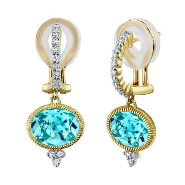 Shot of SIDEWAYS OVAL SKYBLUE TOPAZ EARRING WITH WHITE DIAMOND