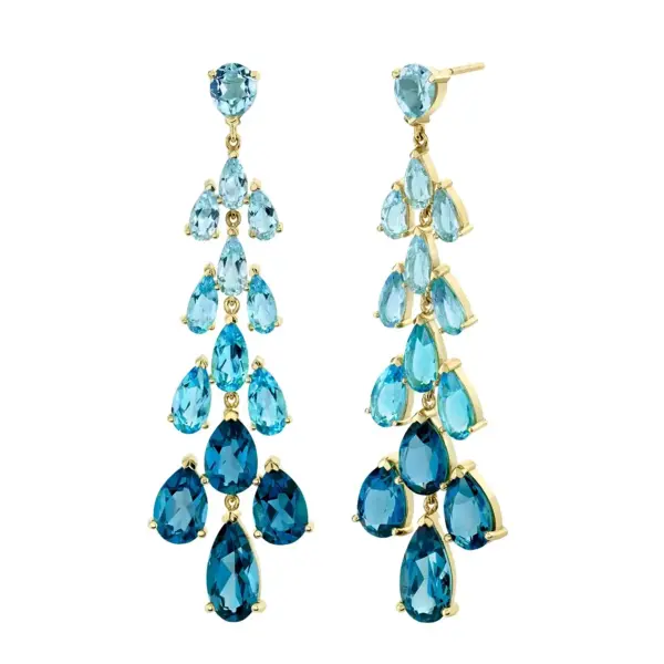 Shot of OMBRE BLUE TOPAZ PEAR SHAPED CHANDELIER EARRINGS