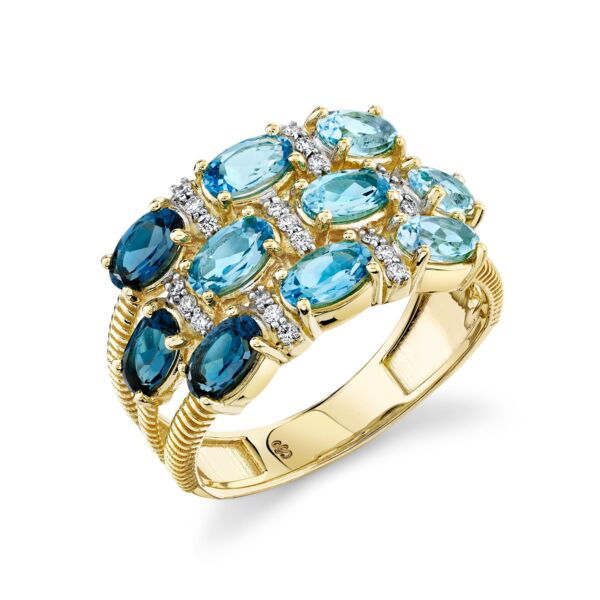 Shot of OMBRE TRIPLE ROW BLUE TOPAZ BAND WITH WHITE DIAMOND