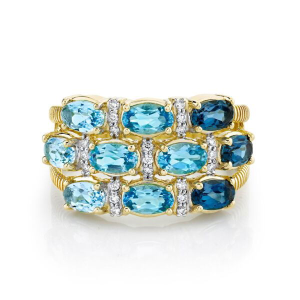 Another shot of OMBRE TRIPLE ROW BLUE TOPAZ BAND WITH WHITE DIAMOND