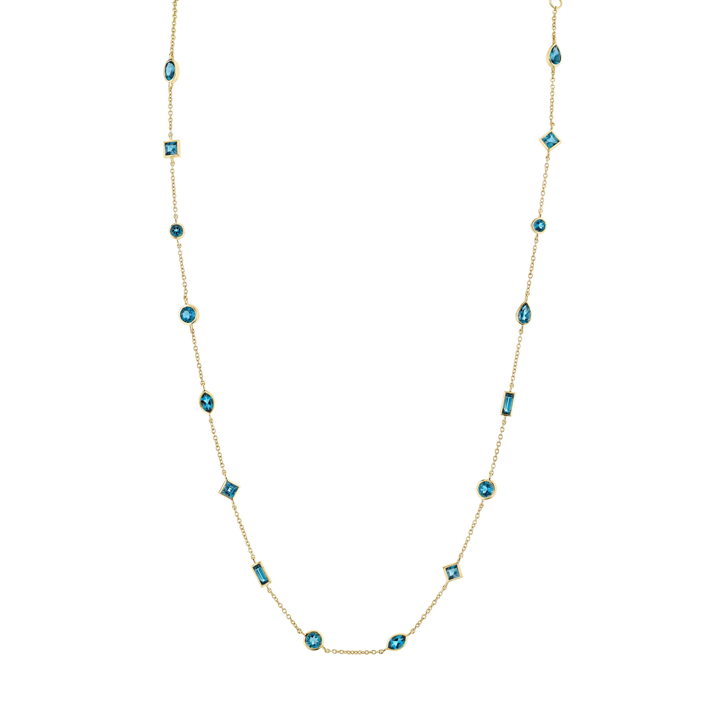 16 London Blue Topaz 2.94TCW CHAIN WITH LONDON BLUE TOPAZ IN MIXED SHAPES AND SIZES