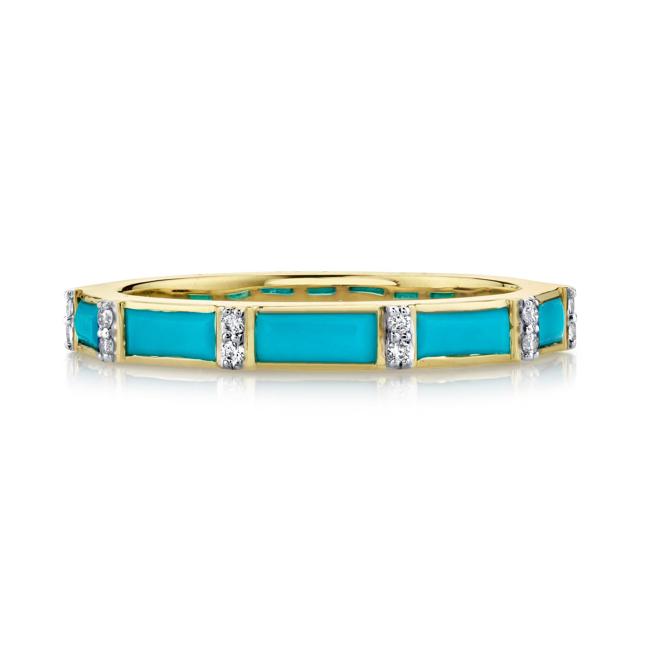 TURQUOISE BAGUETTE BAND WITH WHITE DIAMOND