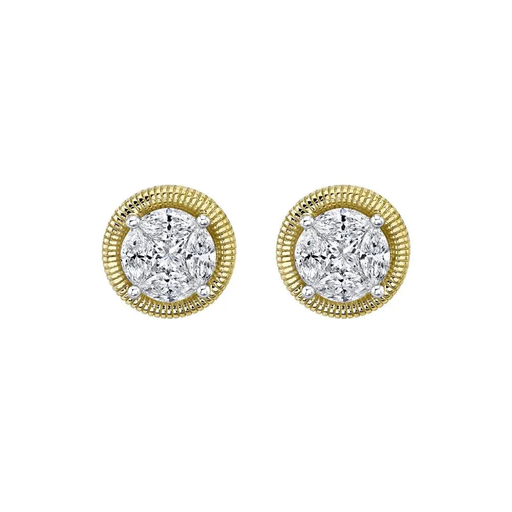 Cipriani Illusion Stud Earrings with White Diamonds in 18kt Yellow Gold