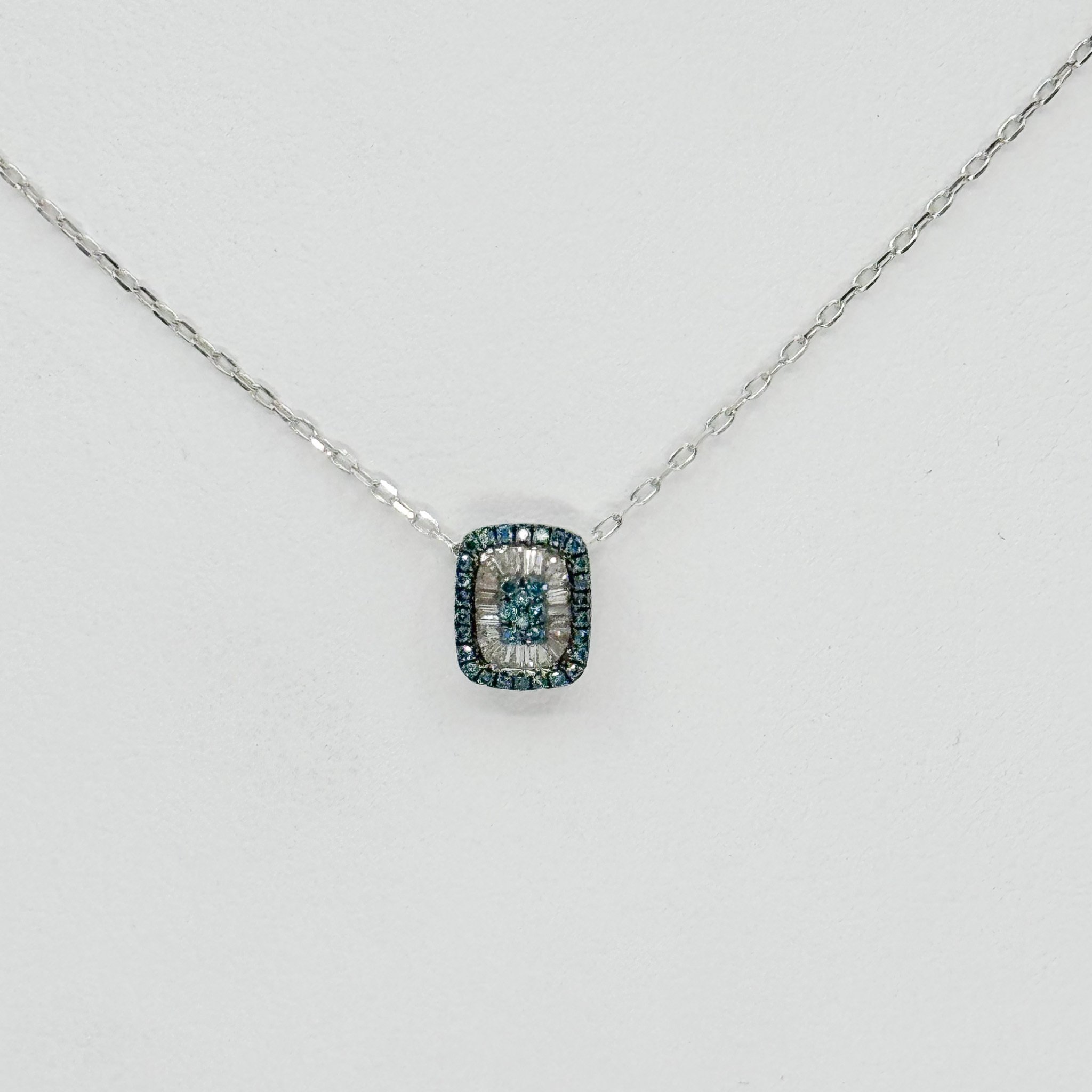 18kw .08ct Blue Diamond with .09ct White Diamond Detail Necklace - Salsa Collection