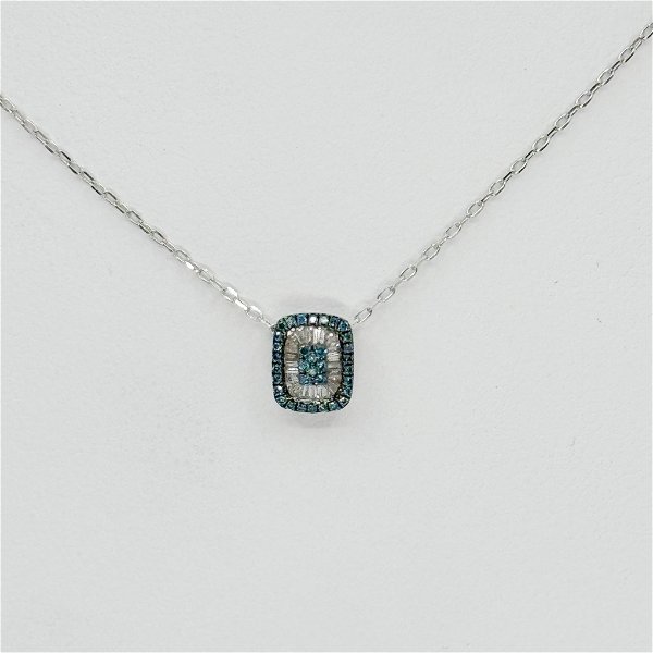 Closeup photo of 18kw .08ct Blue Diamond with .09ct White Diamond Detail Necklace - Salsa Collection
