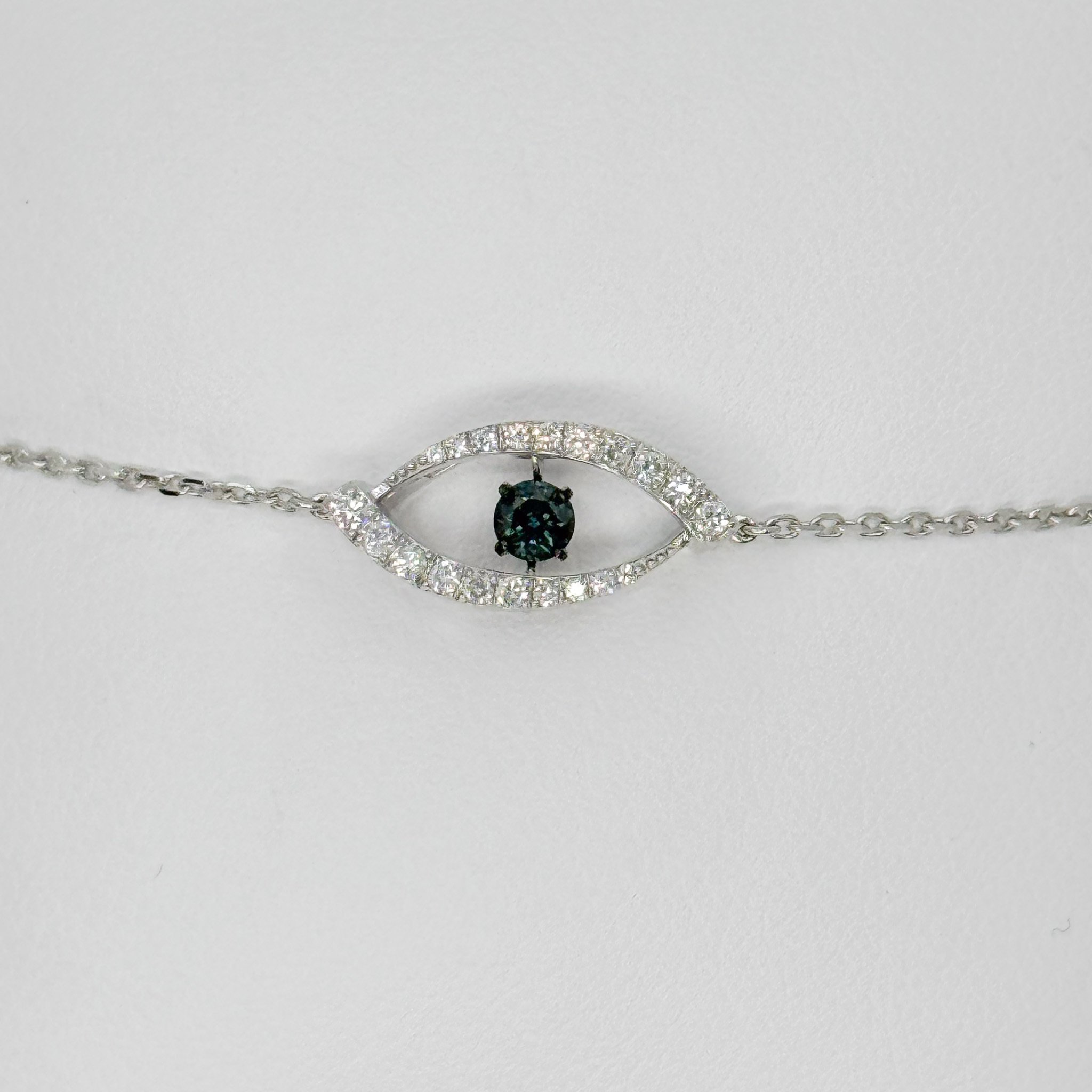 18kw .1ct Blue Diamond Salsa Collection Eye Bracelet with .11ct White Diamond Detail