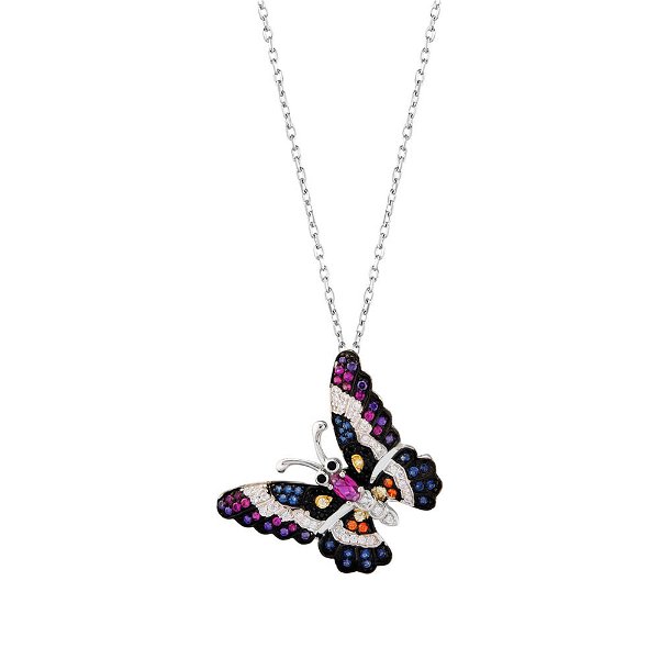 Closeup photo of Butterfly CZ SS Pendant on Chain
