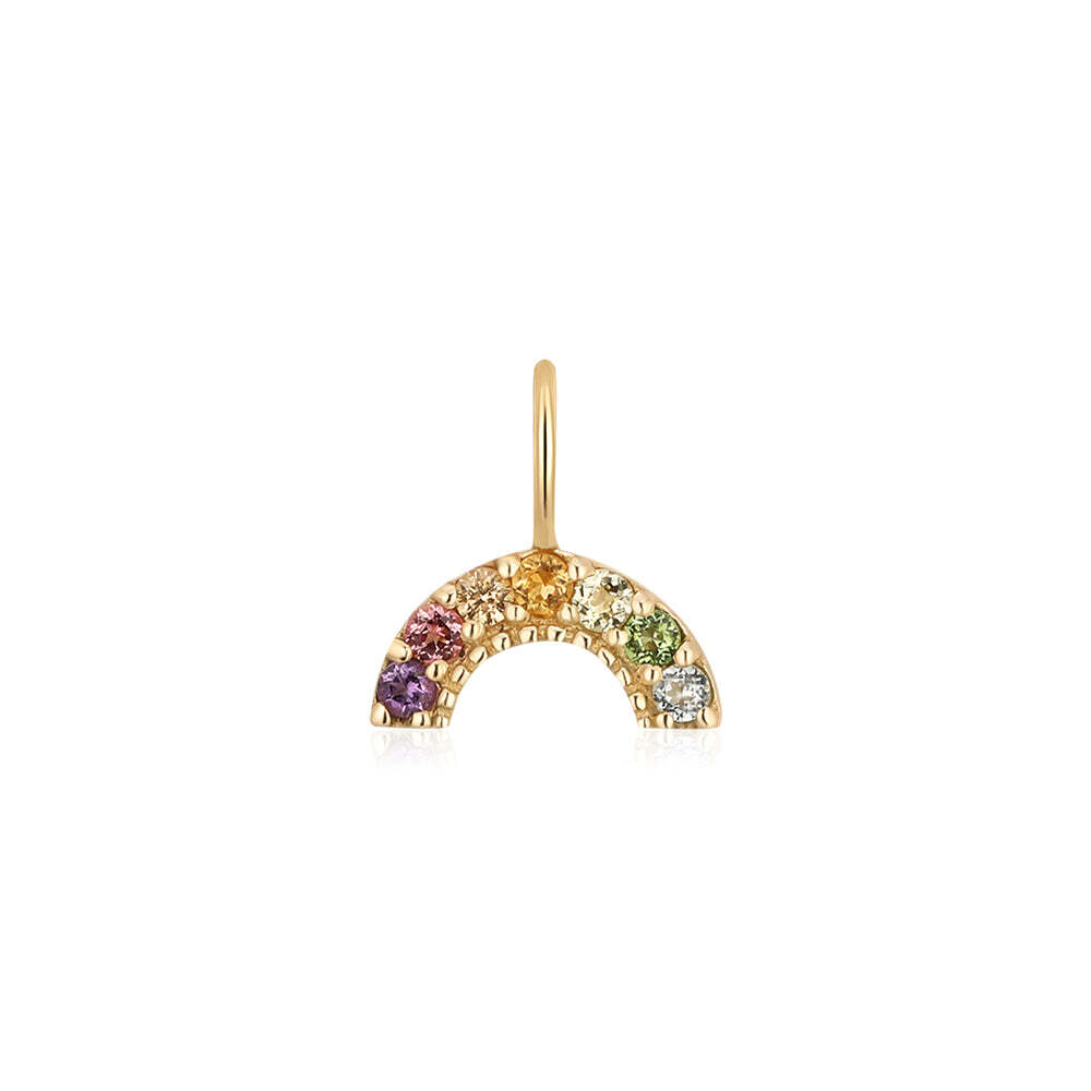 Whether you're showing #pride or just a rainbow fan, this multi-gem charm will grab just the right amount of attention.Product Details:Material: 14K Solid GoldLength: 6.5mmWidth: 3.7mmRing Diameter: 4*2.6mmSize: 1.3mmTotal Carat Weight: 0.0418gStone Type: Blue Topaz / Amethyst / Pink Tourmaline / Tourmaline / Citrine / Olivine / Sapphire ARC | Rainbow Multi-Gem Charm