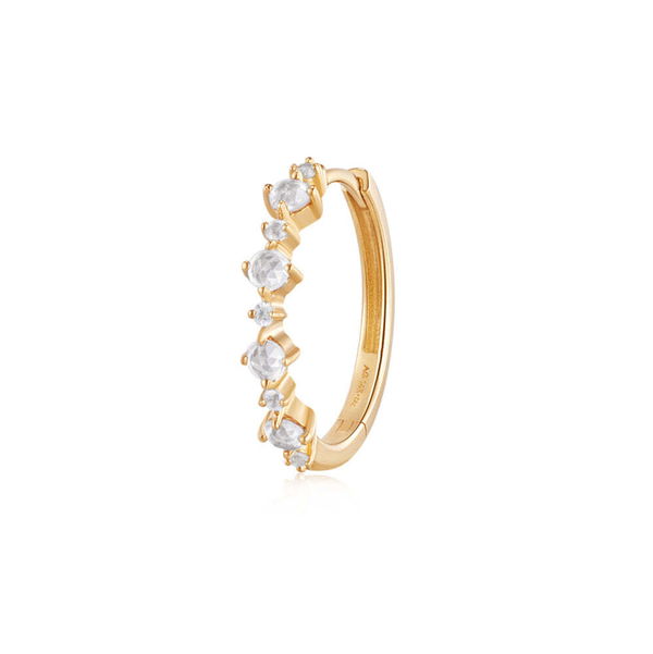 Closeup photo of Audrey | Rose Cut White Sapphire Single Huggie Hoop