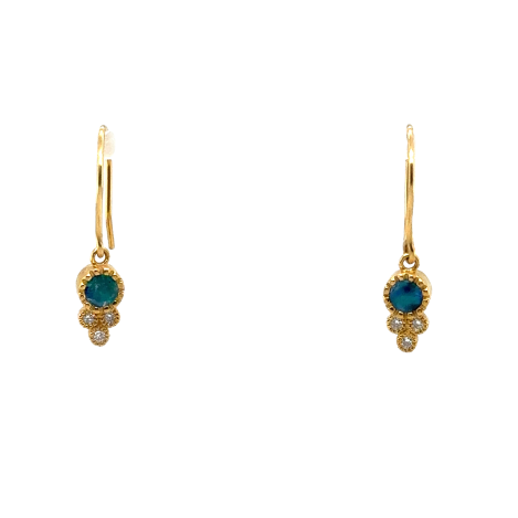 14k Yellow Gold .40ct Opal and .12ct Diamon Earrings 14k Yellow Gold .40ct Opal and .12ct Diamon Earrings